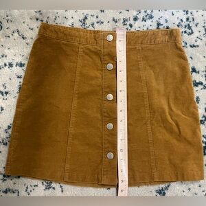 ALTAR'D STATE Camel Corduroy Button Up Tan Brown Mini Skirt, Size Medium